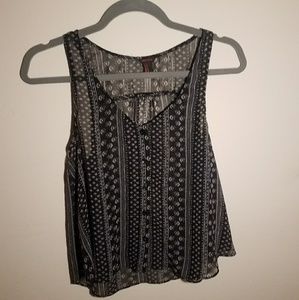 Forever 21 Sheer Black & White Tank Floral Print